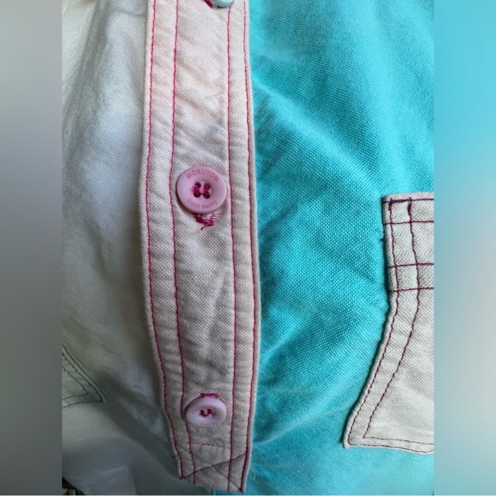 Kids Colorblock Button Polo Shirt - Blue & White - Picture 2 of 5